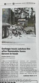 2024 Garbage Truck Fire Newspaper Article